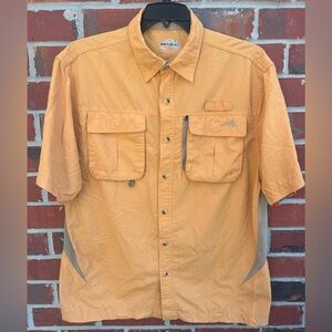 Natural Gear Men’s Orange & Khaki Large Short Sleeve Button Down Vented Shirt G7